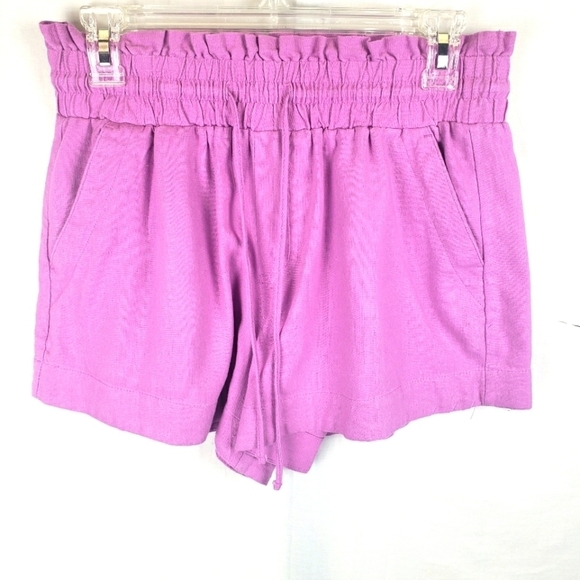 A New Day Linen Blend Purple Linen Shorts With Potato Sack Waist Sz S - Picture 1 of 9